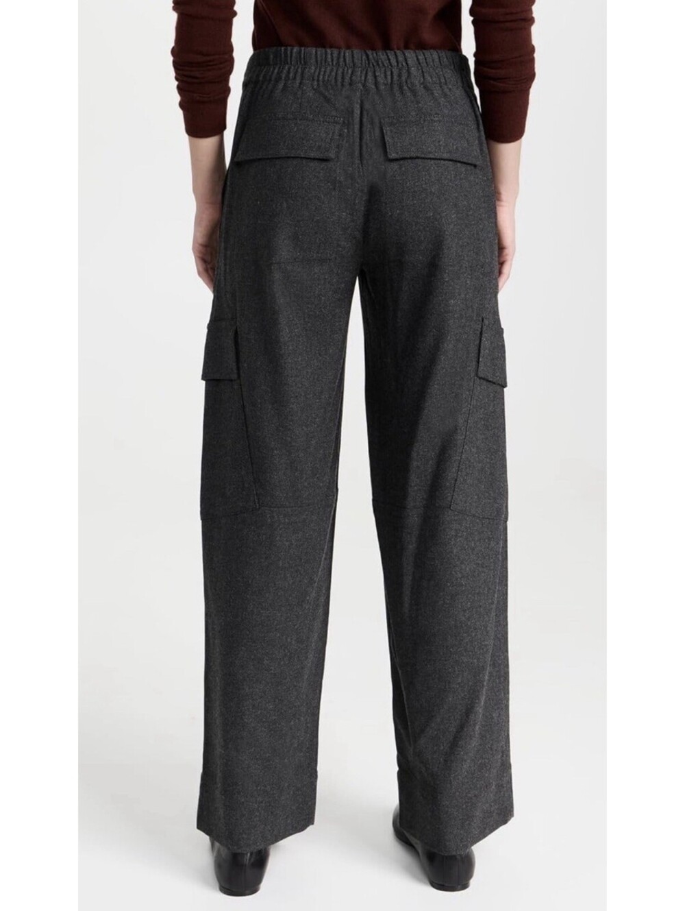 VINCE Raver Italian Flannel Wide Leg Baggy Cargo Pant Size 12 Charcoal $495 NWT - Picture 3 of 12